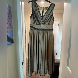 Black and Nude Mesh Evening Dress-Size 12